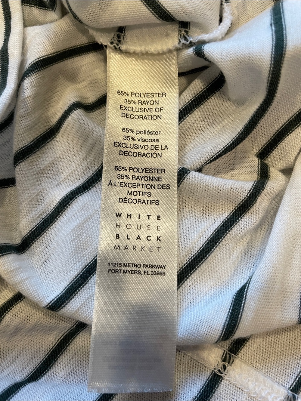 White House Black Market White & Black Striped V-Neck Short Sleeve Tee - Picture 2 of 5